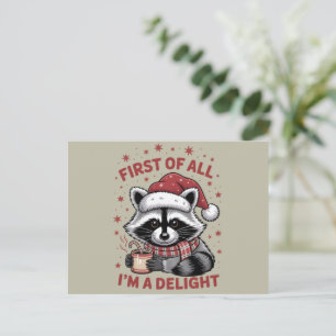 Cartes Pour Fêtes Annuelles Raccoon amusant d'abord Je suis un Noël délicieux