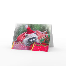 Raccoon de Noël à Père Noël Sleigh
