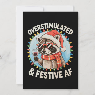 Cartes Pour Fêtes Annuelles Raccoon Festif Et Surstimulé Af Feral