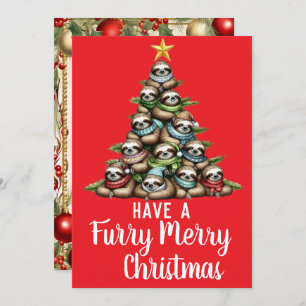Cartes Pour Fêtes Annuelles Raccoon Furry Joyeux sapin de Noël