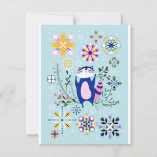 Cartes Pour Fêtes Annuelles Raccoon Holiday Fun Design