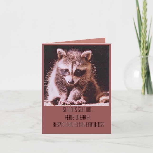 Cartes Pour Fêtes Annuelles Raccoon Kit voeux de Noël (Devant)