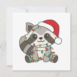 Cartes Pour Fêtes Annuelles Raccoon Noël Animaux d'hiver Raccoons