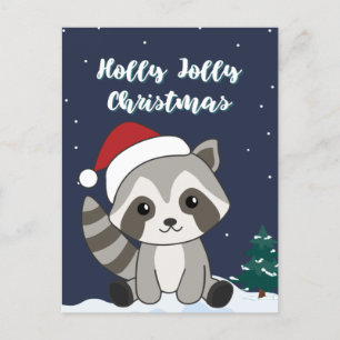 Cartes Pour Fêtes Annuelles Raccoon Noël Neige hiver Raccoons Vacances Pots