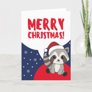 Cartes Pour Fêtes Annuelles Raccoon Noël Neige hiver Raccoons voiture de vacan