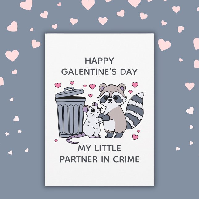 Cartes Pour Fêtes Annuelles Raccoon Rat Partner In Crime Funny Galentine's Day (Raccoon Rat Partner In Crime Funny Galentine's Day Holiday Card
)