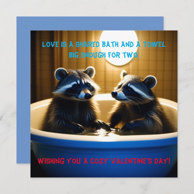 Cartes Pour Fêtes Annuelles Raccoons adorables dans la baignoire Amusants Sain (Devant / Derrière)