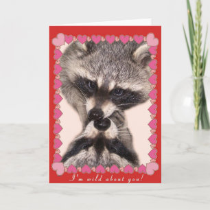 Cartes Pour Fêtes Annuelles Raccoons de baiser