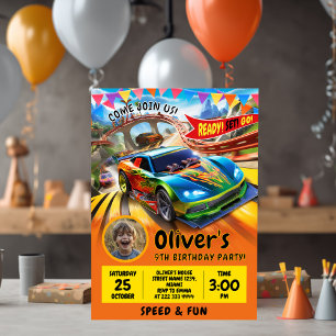 Cartes Pour Fêtes Annuelles Race Car Anniversaire Célébration avec photo