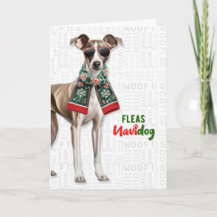 Cartes Pour Fêtes Annuelles Race de chien Lévrier Fun Flea Navidog Noël