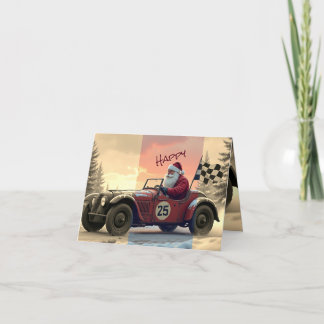 Cartes Pour Fêtes Annuelles Racecar With Santa