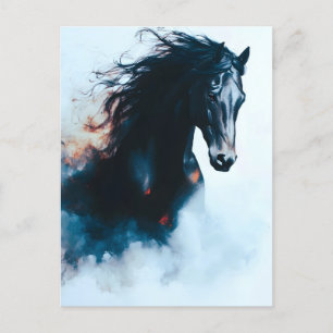 Cartes Pour Fêtes Annuelles Racing Black Horse Portrait Minimaliste