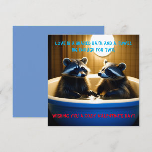Cartes Pour Fêtes Annuelles Racoons Adorables dans la Baignoire Amour Saint-Va