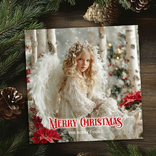 Cartes Pour Fêtes Annuelles Radiance festive dorée rouge ange angélique vintag