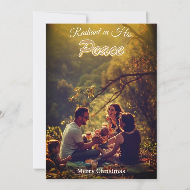 Cartes Pour Fêtes Annuelles Radiant in His Peace Religious Elegant One Photo  (Devant)