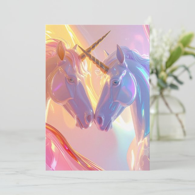 Cartes Pour Fêtes Annuelles Radiant Unicorn Duo-Blank Card (Debout devant)