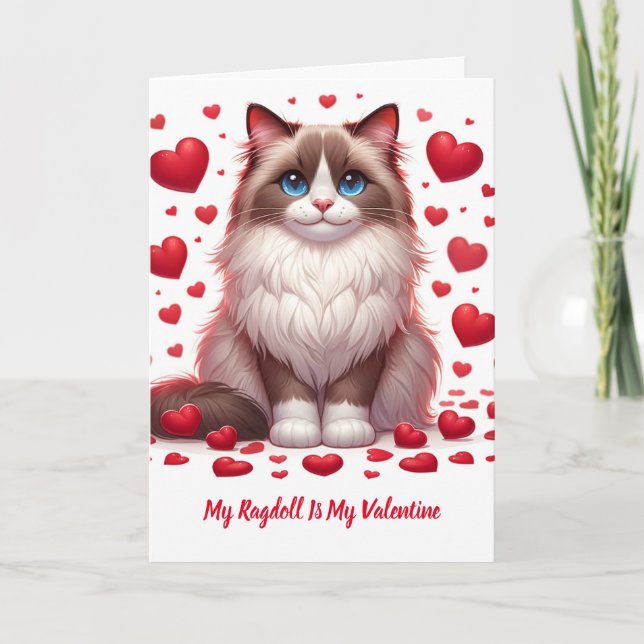 Cartes Pour Fêtes Annuelles Ragdoll Romance : Saint Valentin (Devant)