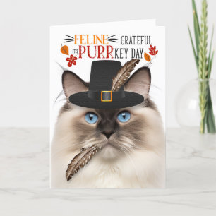 Cartes Pour Fêtes Annuelles Ragdoll Seal Point Cat Grateful pour PURRkey Day