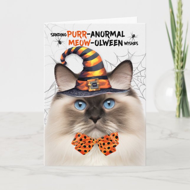 Cartes Pour Fêtes Annuelles Ragdoll Seal Point Chat PURRanormal MEOWolween (Devant)