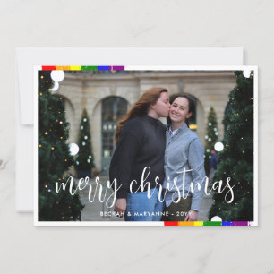 Cartes Pour Fêtes Annuelles Rainbow Brush Strots LGBT Joyeux Noël Photo
