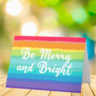 Cartes Pour Fêtes Annuelles Rainbow Christmas Be Joyeux and Bright Gay pride