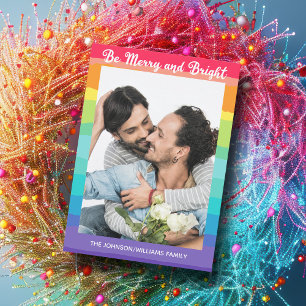 Cartes Pour Fêtes Annuelles Rainbow Christmas Be Joyeux and Bright LGBTQ Photo