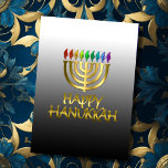 Cartes Pour Fêtes Annuelles Rainbow Gold Menorah Flames Happy Hanoukka Card<br><div class="desc">Des objets de vacances à thème conçus par Umua. Imprimé et expédié par Zazzle ou ses filiales.</div>