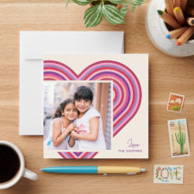 Rainbow Heart Flat Valentine's Day Card - Plum