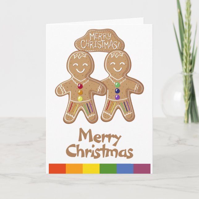 Cartes Pour Fêtes Annuelles Rainbow Pride Whimsical Christmas Gingerbread Homm (Devant)