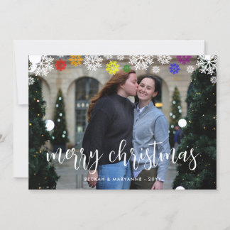 Cartes Pour Fêtes Annuelles Rainbow Snowflakes LGBT Joyeux Noël Photo