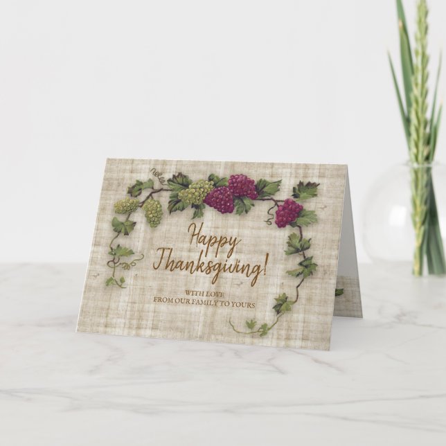 Cartes Pour Fêtes Annuelles Raisins Rétro de Thanksgiving (Devant)