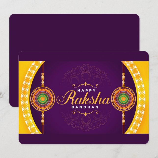 Cartes Pour Fêtes Annuelles Raksha Bandhan (Devant / Derrière)