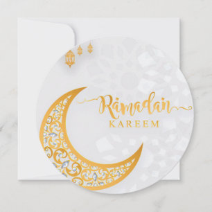 Cartes Pour Fêtes Annuelles Ramadan customisé Cercle Kareem Blanc & Or