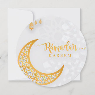 Cartes Pour Fêtes Annuelles Ramadan customisé Cercle Kareem Blanc & Or