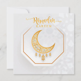 Cartes Pour Fêtes Annuelles Ramadan customisé Kareem Blanc & Or 2