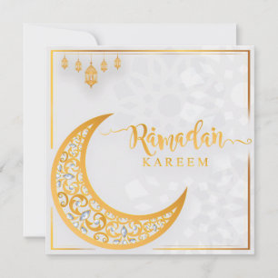 Cartes Pour Fêtes Annuelles Ramadan customisé Kareem Moubarak Blanc & Or 1