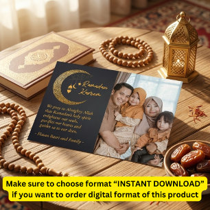 Cartes Pour Fêtes Annuelles Ramadan Kareem Moon Texte Photo Personnalisé