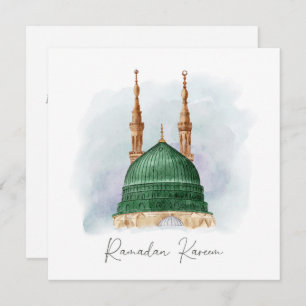 Cartes Pour Fêtes Annuelles Ramadan Kareem Mubarak Aquarelle Madina Munawwara