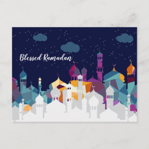 Cartes Pour Fêtes Annuelles Ramadan Kareem Typographie Texte Croissant Islamiq