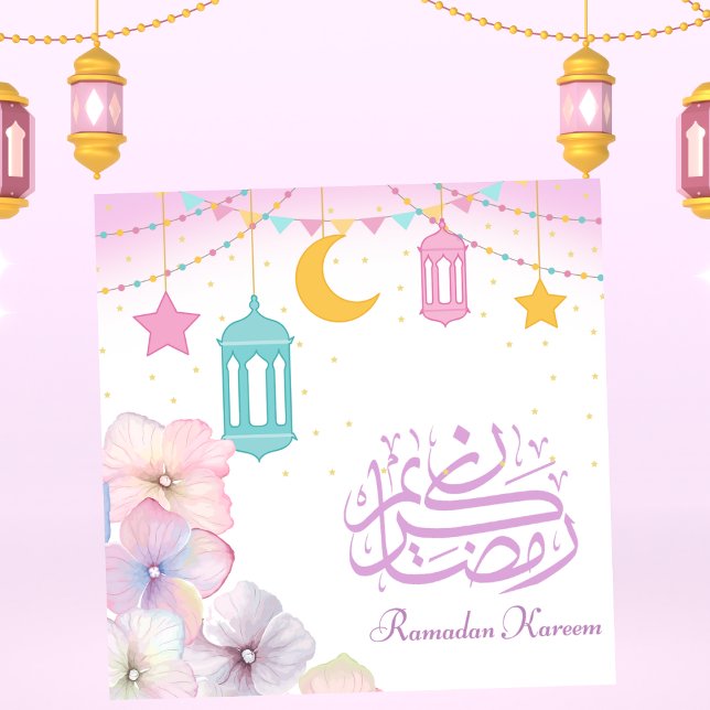 Cartes Pour Fêtes Annuelles Ramadan Moubarak Croissant islamique Lanterne Flor (Créateur téléchargé)