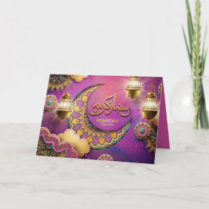 Cartes Pour Fêtes Annuelles Ramadan Moubarak Gold Blue Rose Motif arabe