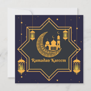 Cartes Pour Fêtes Annuelles Ramadan Moubarak Lanterne islamique Crescent bleu