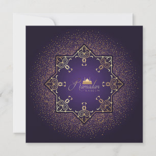 Cartes Pour Fêtes Annuelles Ramadan Moubarak mosquée violet et doré