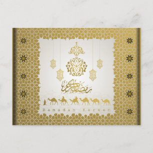Cartes Pour Fêtes Annuelles Ramadan Moubarak Motif arabe calligraphie or