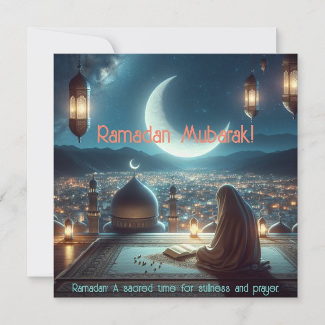 Cartes Pour Fêtes Annuelles Ramadan Moubarak, temps sacré pour la douceur et l (Devant)
