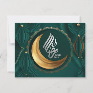 Cartes Pour Fêtes Annuelles Ramadan Mubarak Croissant d'or Croissant arabe 