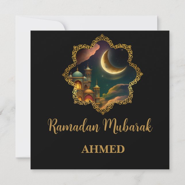 Cartes Pour Fêtes Annuelles RAMADAN MUBARAK KAREEM 2024 nom personnalisé (Devant)
