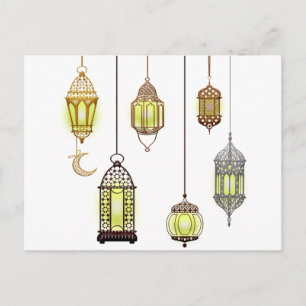 Cartes Pour Fêtes Annuelles Ramadan Mubarak Lanternes décor arabesque oriental