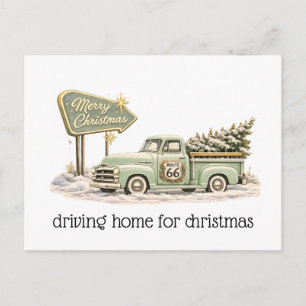 Cartes Pour Fêtes Annuelles Ramassage de Noël personnalisé Vert Sauge Or Route