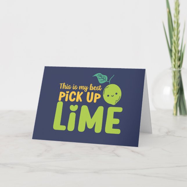 Cartes Pour Fêtes Annuelles Ramasse Lime mignonne Pun de Fruit Drôle Saint Val (Devant)